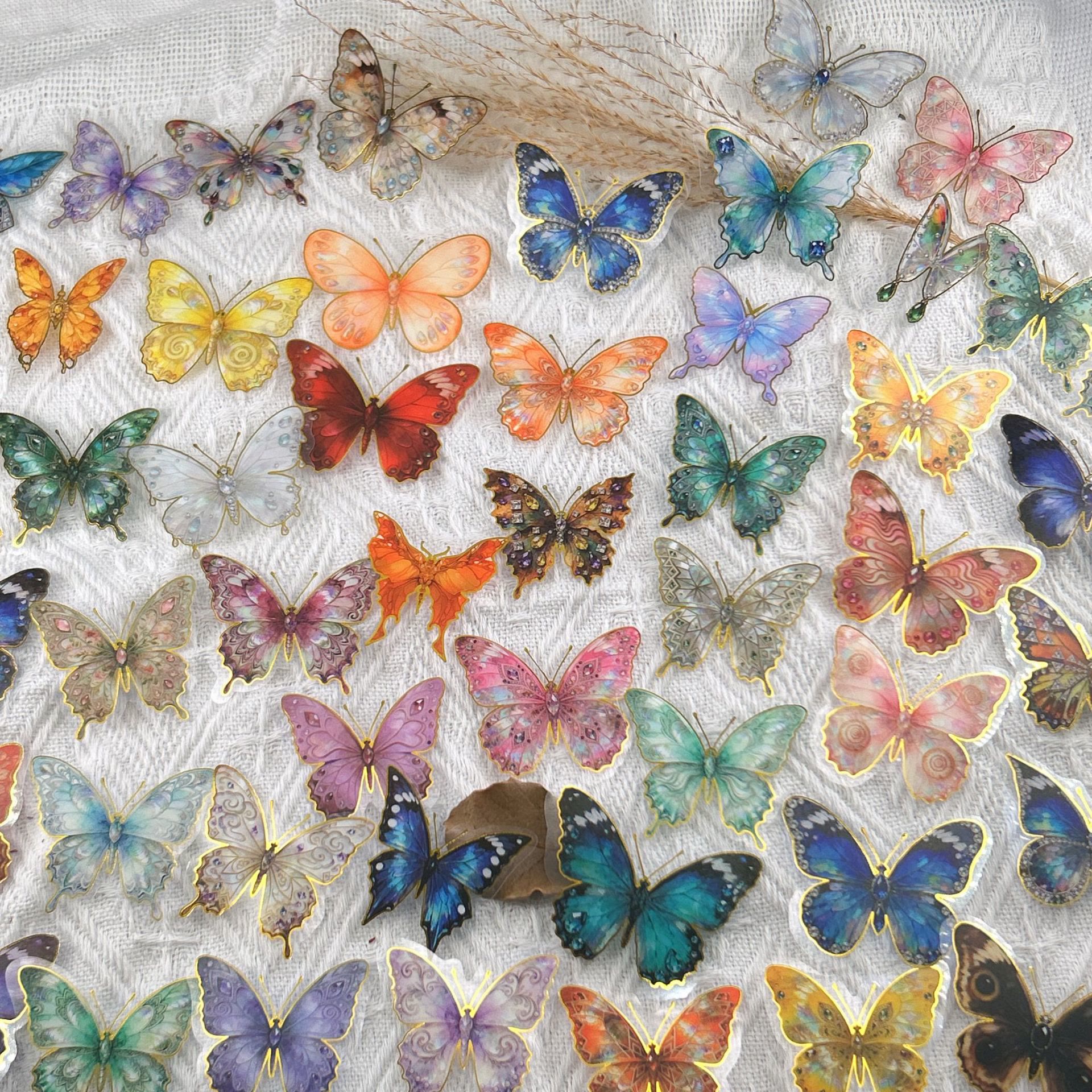 Rubbyoo 50pcs Gilding Butterfly Sticker Pack - Gold Foil Design | Eleg ...