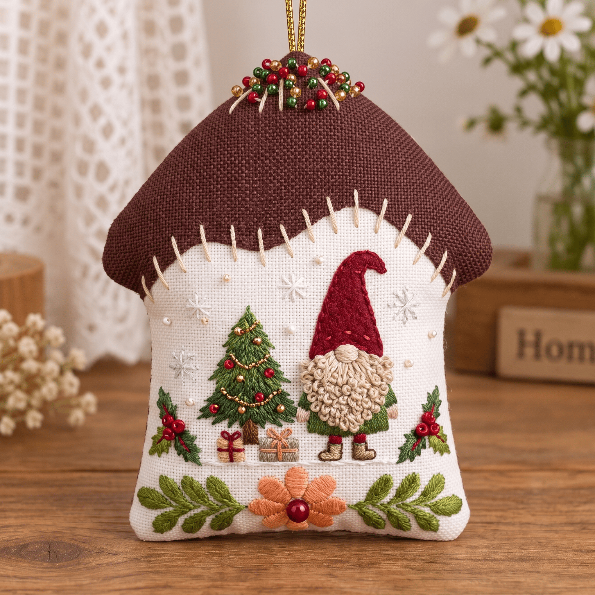 Rubbyoo House-shaped Embroidery Kit - Xmas Tree And Gnome | Delicate C ...