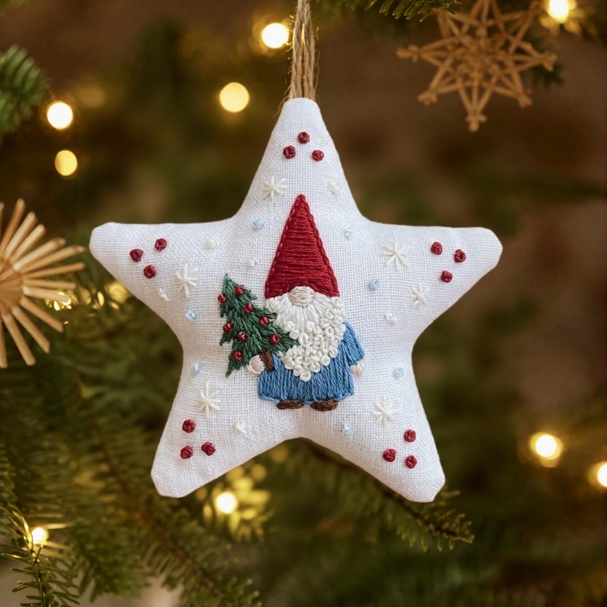Star Hand Tutorial Rubbyoo Star Embroidery Kit - Cute Nordic Gnome | Cozy Christmas Tree ...